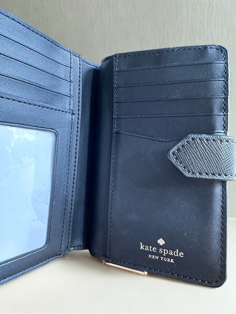 Kate Spade Staci Colorblock Medium Compact Bifold Wallet warm beige/black - Picture 7 of 13